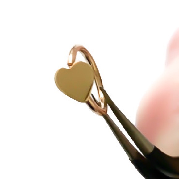 Gold Heart Shaped Tragus/Helix/Rook/Conch Cartilage Hoop Earring Nose Lip Ring - Picture 2 of 8